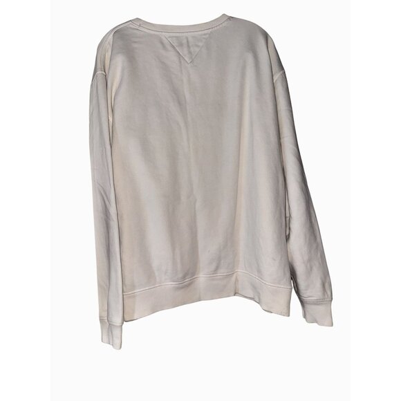 Tommy Hilfiger White Logo Sweatshirt XL Crewneck Cotton/Polyester Unisex Casual - Picture 5 of 8